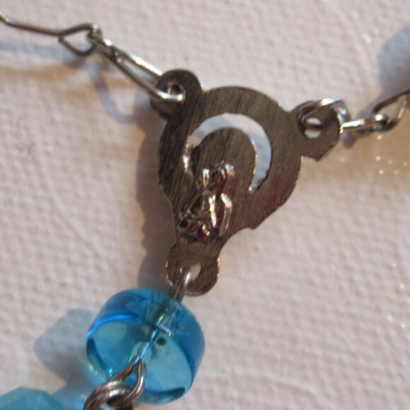 Vintage Rosary, Sapphire Blue & Black Beads, Ave Maria, Crucifix, - Picture 6 of 13